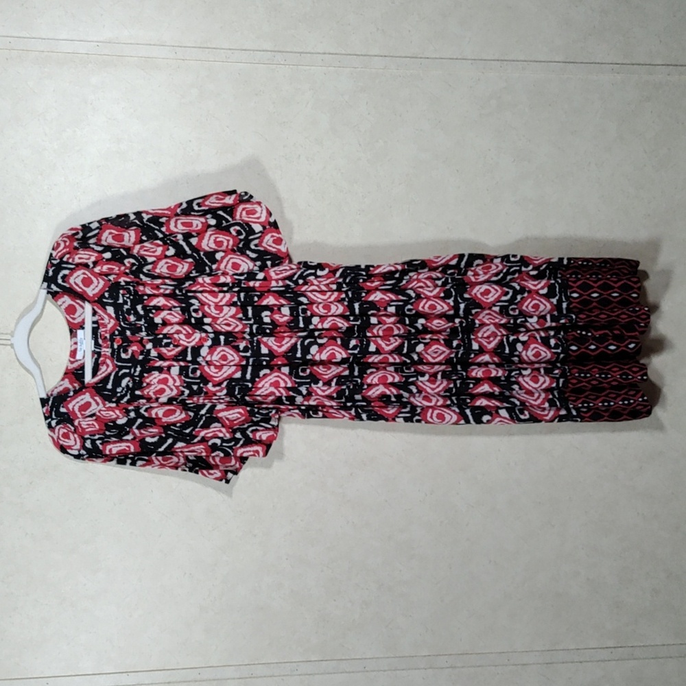 04169 Go Softly red, black, & cream patio dress L NWT